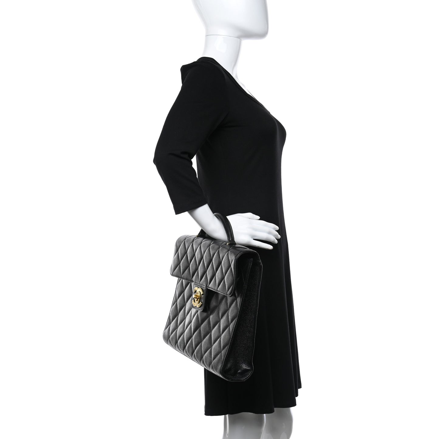 Caviar Quilted Briefcase Laptop Bag Black