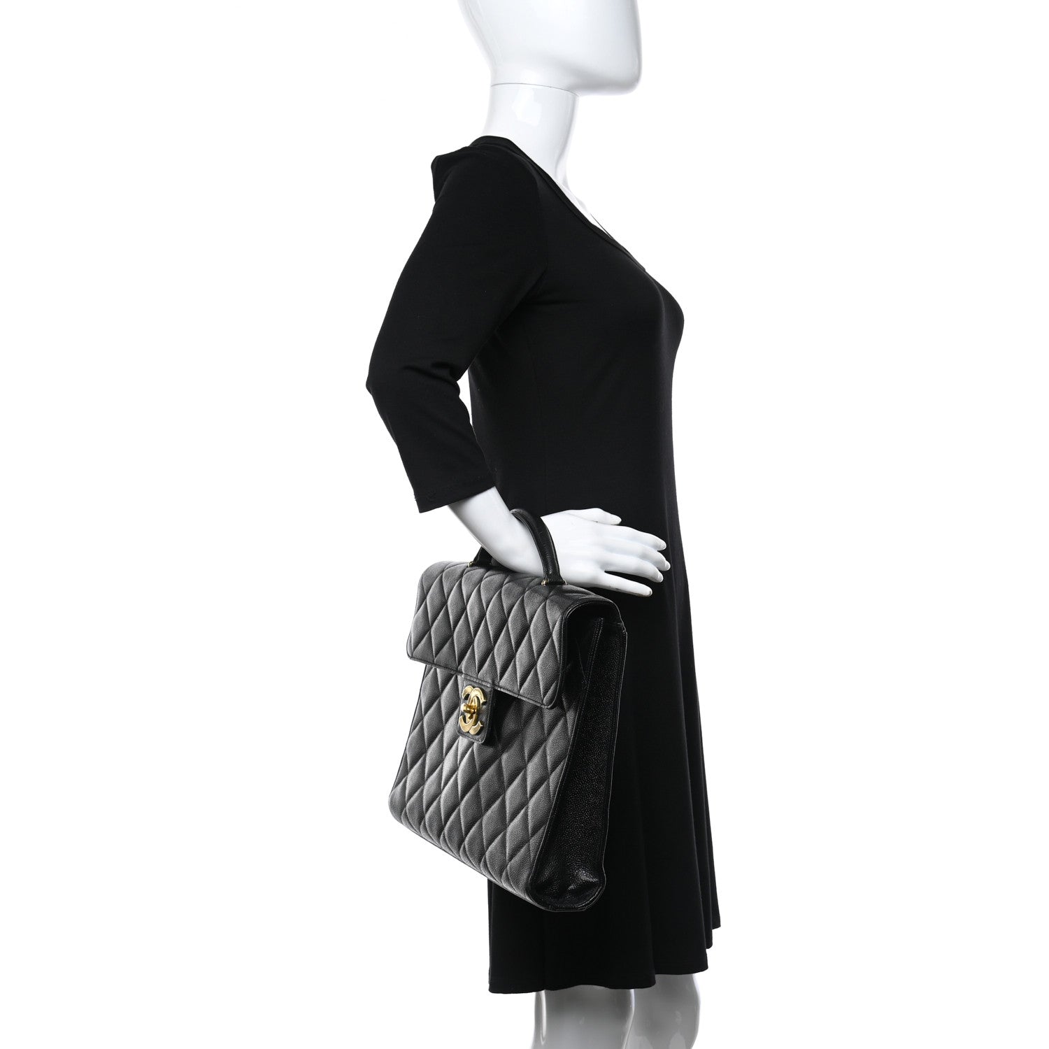 Chanel Caviar Quilted Briefcase Laptop Bag Black 3 of 10