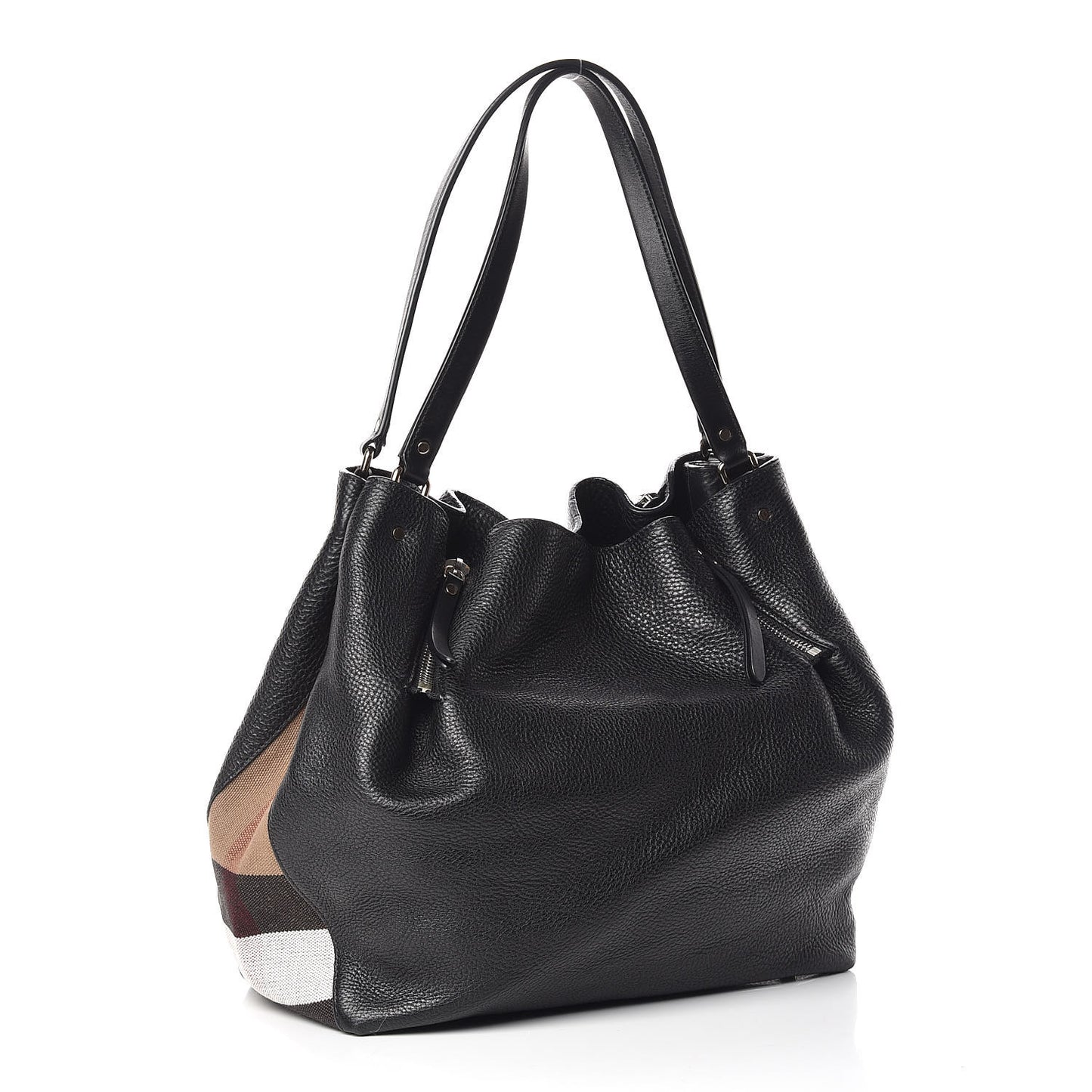Grainy Calfskin House Check Medium Maidstone Black