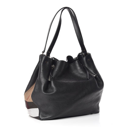Burberry Grainy Calfskin House Check Medium Maidstone Black 3 of 8