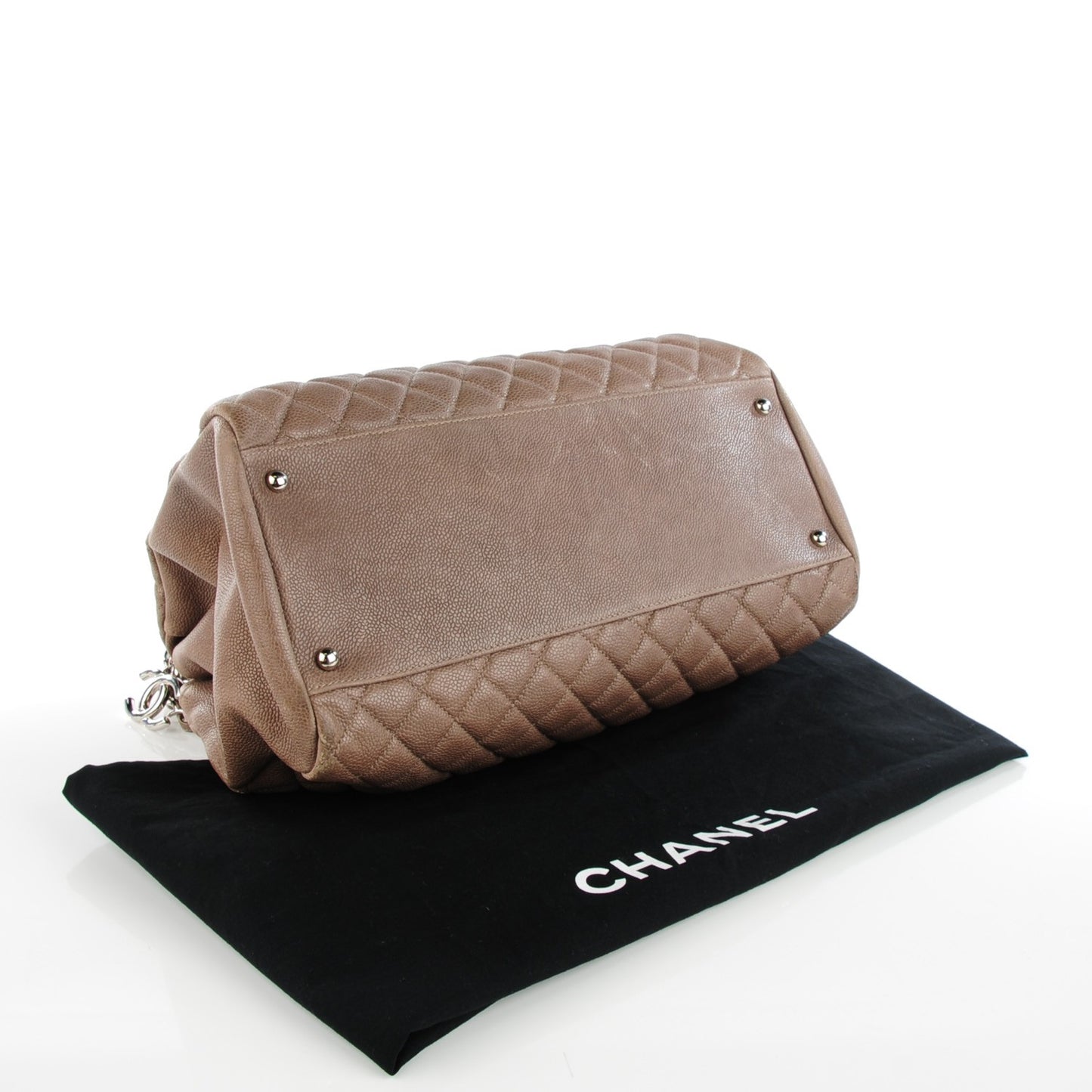 Caviar Quilted Large Just Mademoiselle Bowling Bag Grey