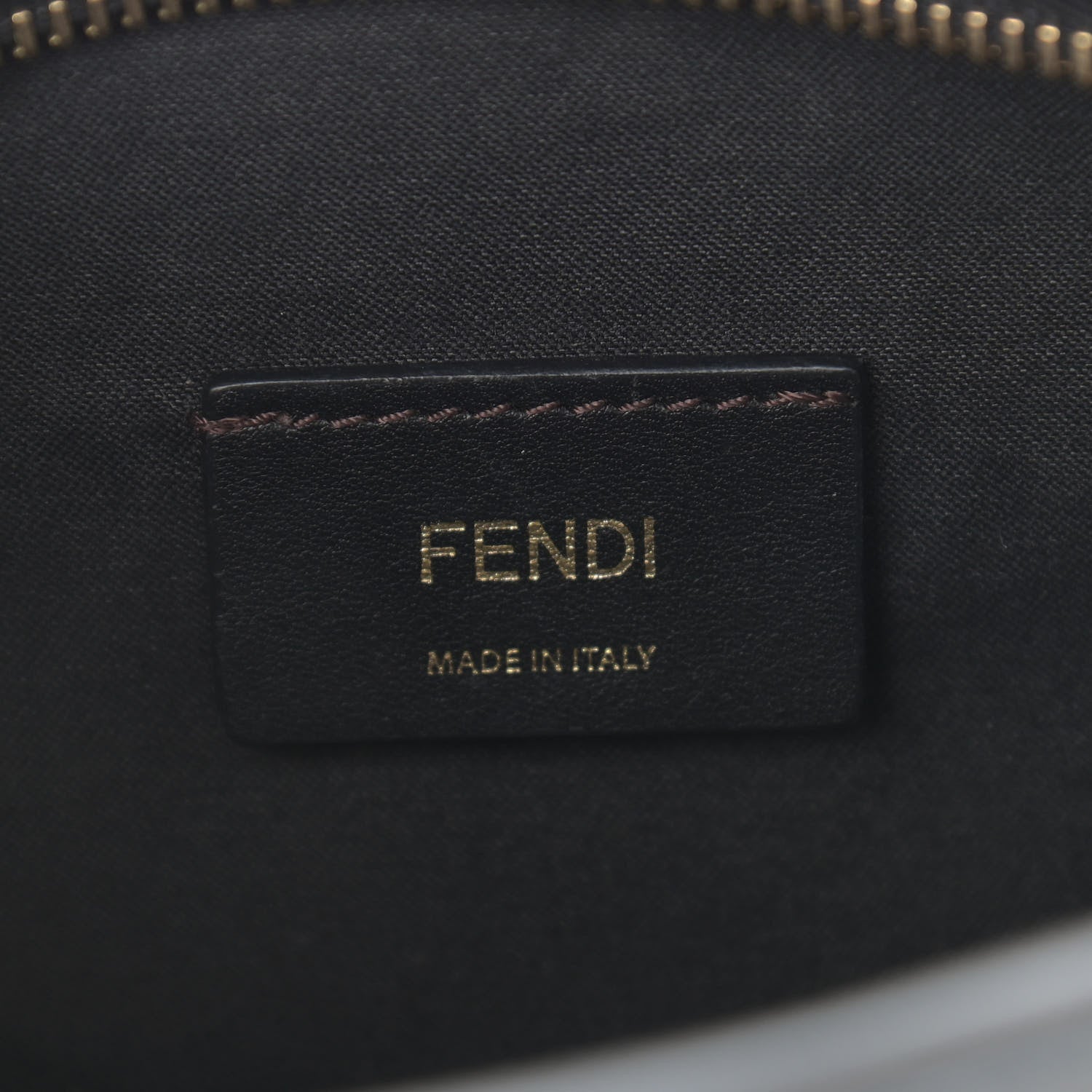 Fendi Glazed Fabric Vitello Century FF 1974 Stamp Patch Mini Camera Case Mogano Panna Black 6 of 11