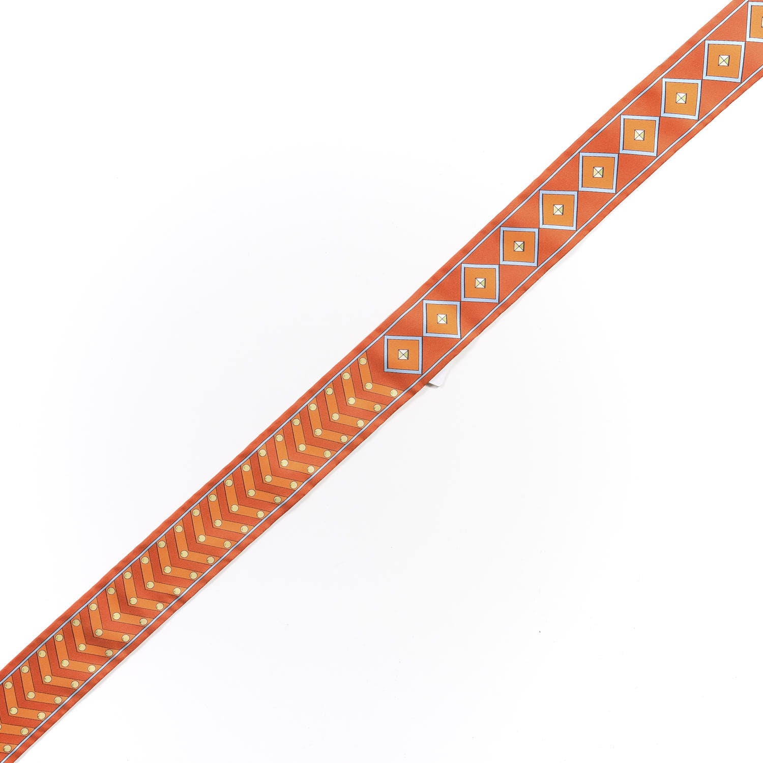 Hermes Silk Colliers Et Chiens Twilly Potiron Orange Ciel 5 of 5
