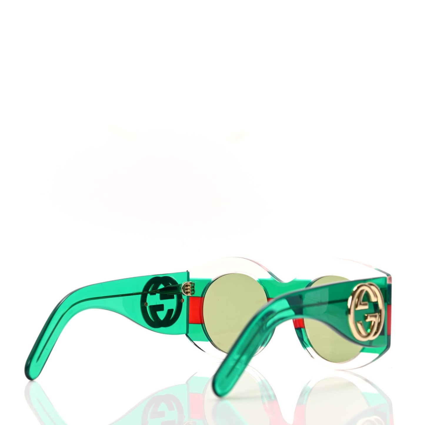 Acetate Round Frame Sunglasses GG0177S Green Red