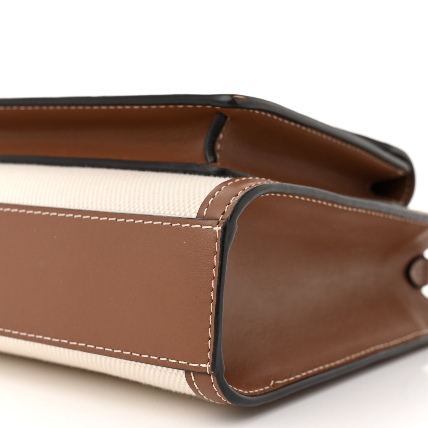 Canvas Smooth Calfskin Two Tone Mini Pocket Bag Natural Malt Brown