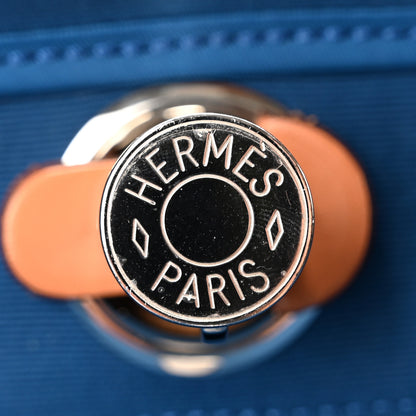Hermes Toile Officier Vache Hunter Verso Herbag Zip PM 31 Bleu Tempete Natural 8 of 11