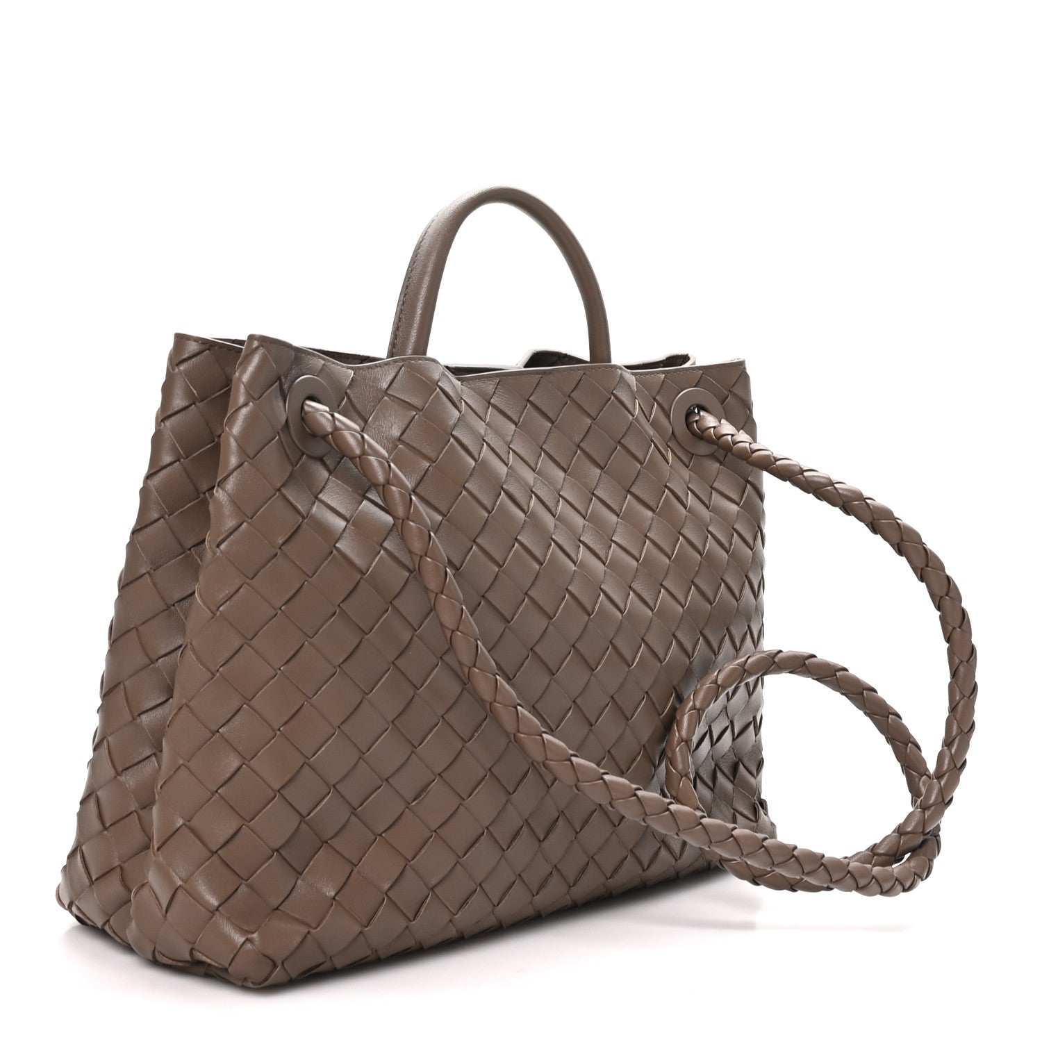Bottega Veneta Nappa Intrecciato Medium Andiamo Shoulder Bag Taupe Grey 3 of 9