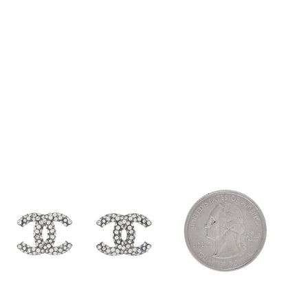 Chanel Crystal CC Earrings Silver 2 of 5