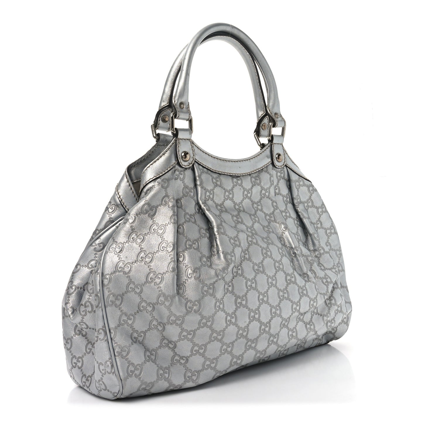 Guccissima Medium Sukey Tote Silver