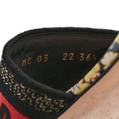 Christian Dior Canvas Toile de Jouy Pop Embroidered Dway Flat Slide Sandals 36.5 Black Multicolor 9 of 10