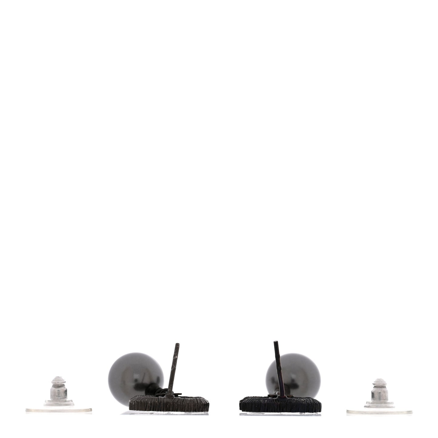 Ruthenium Pearl Crystal Baguette CC Drop Earrings Silver Grey