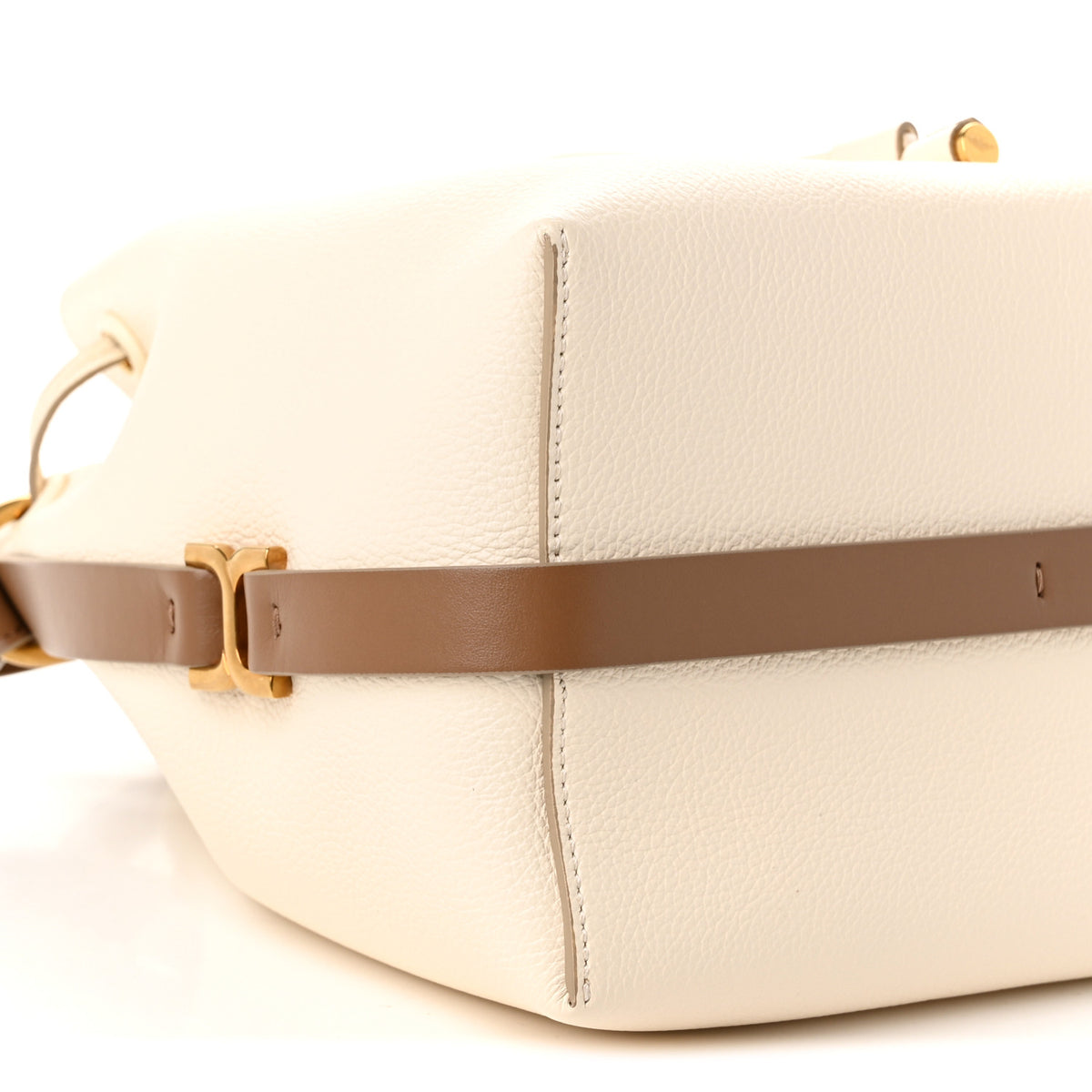 Grained Calfskin Marcie Bucket Bag Misty Ivory