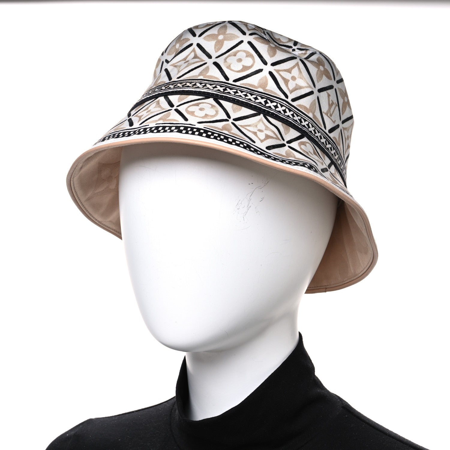 Louis Vuitton Cotton Monogram Flower Tile Reversible Bucket Hat Beige 2 of 13