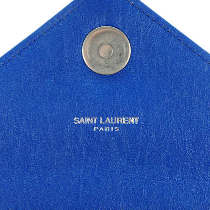 Saint Laurent Sheepskin Matelasse Medium Monogram College Punk Chain Satchel Blue Majorelle 6 of 8