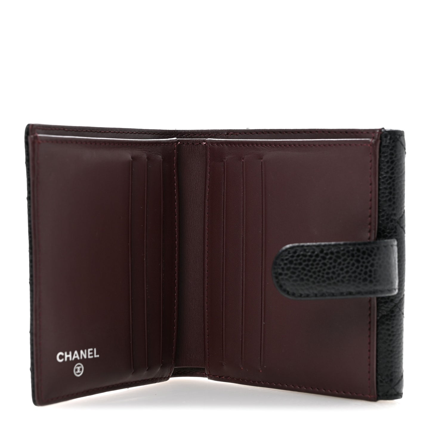 Caviar Quilted Compact French Flap Wallet Black