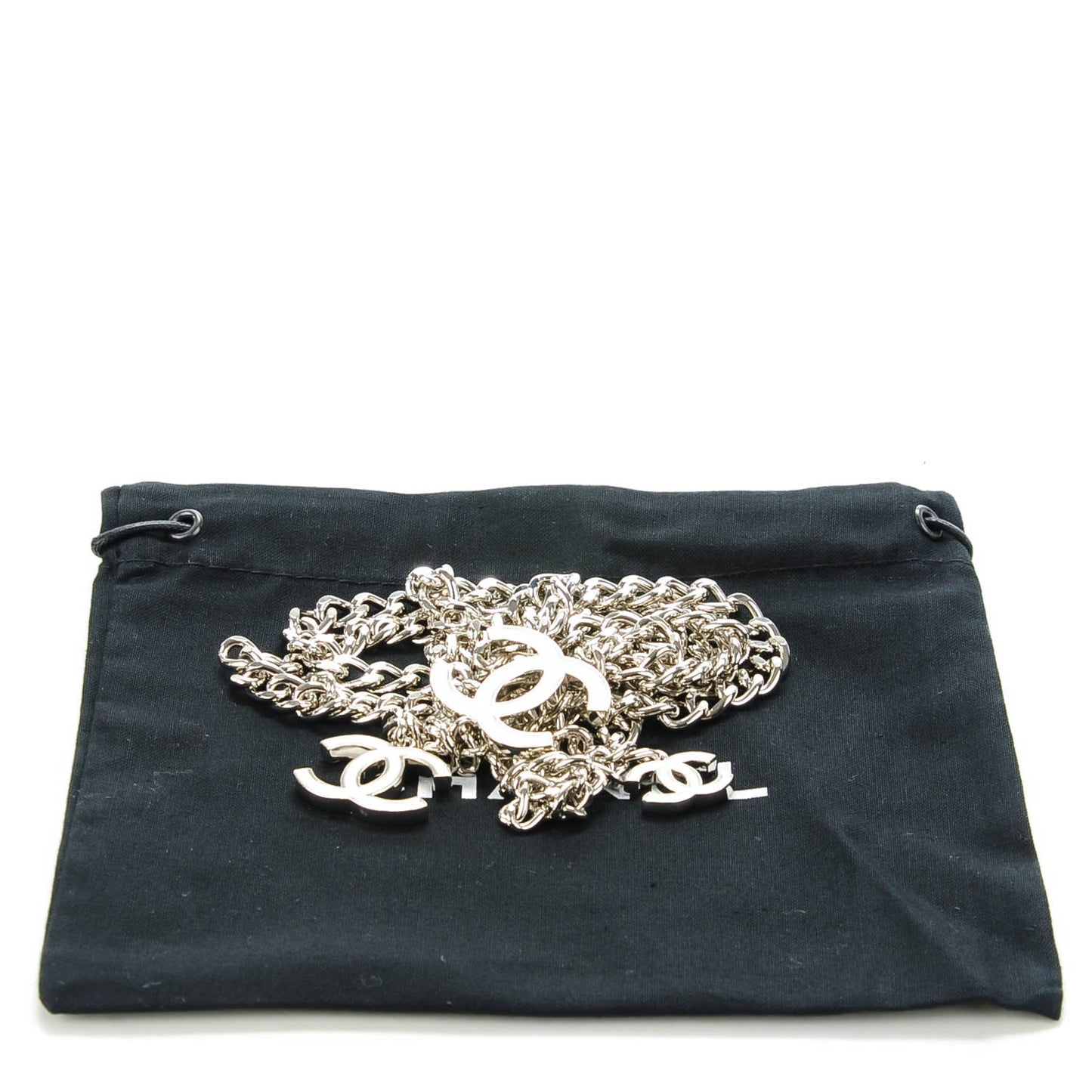 Enamel CC Adjustable Belt Silver White