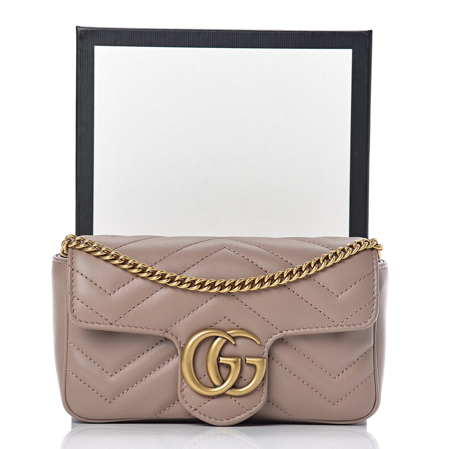 Calfskin Matelasse Super Mini GG Marmont Shoulder Bag Porcelain Rose