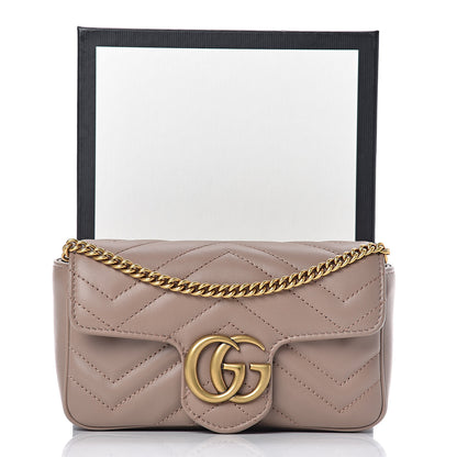 Gucci Calfskin Matelasse Super Mini GG Marmont Shoulder Bag Porcelain Rose 10 of 10
