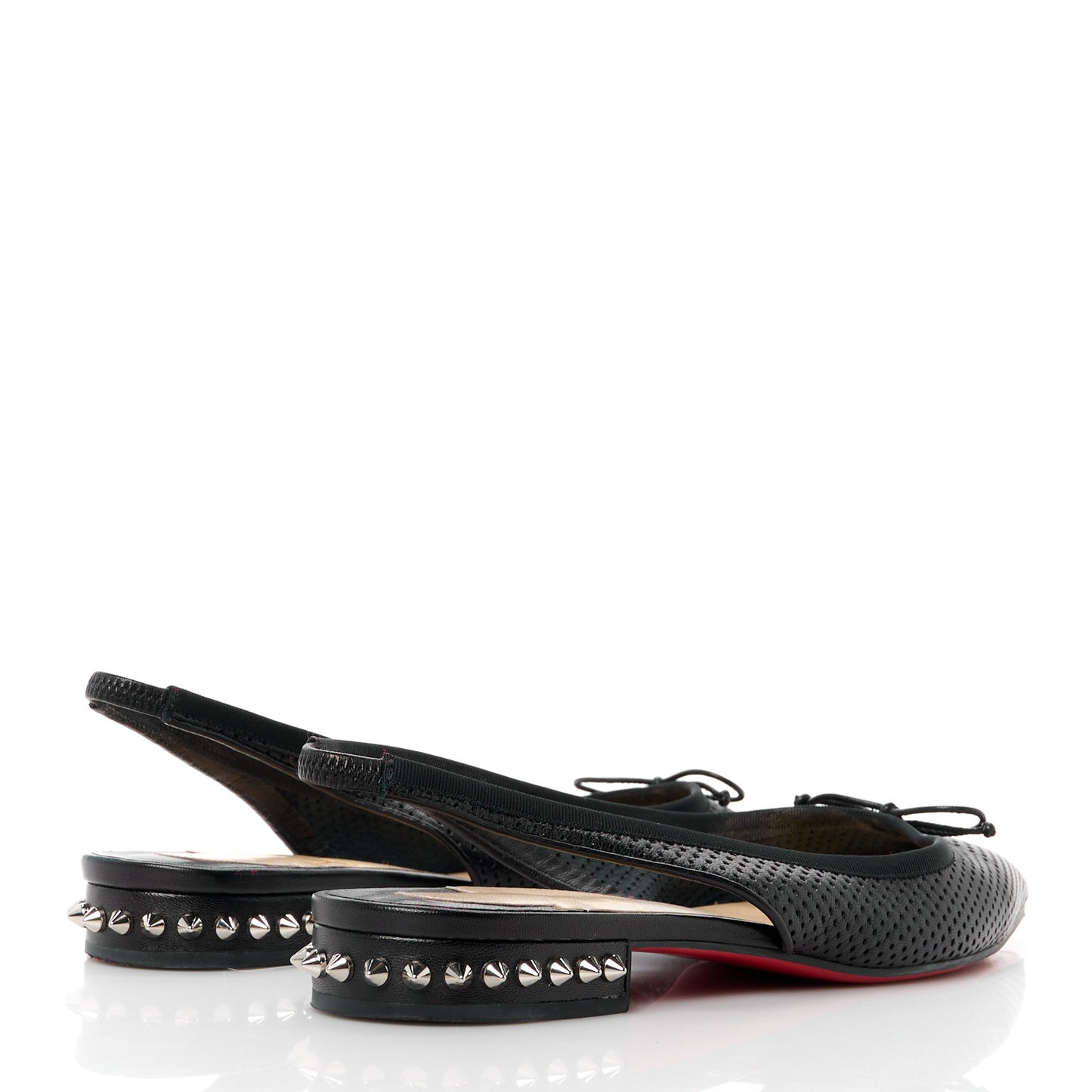 Nappa Spiked Hall Slingback Flats 39.5 Black