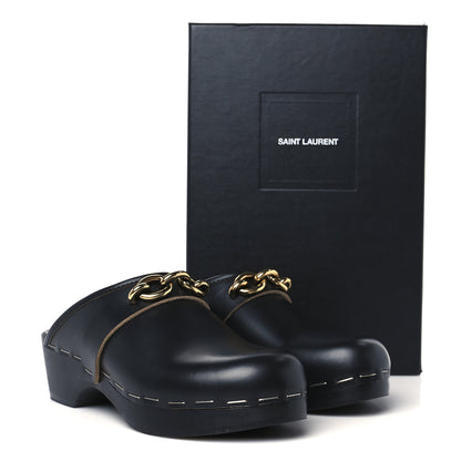 Saint Laurent Smooth Calfskin Le Maillon Clogs 37 Black 9 of 9