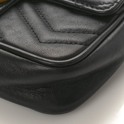 Gucci Calfskin Matelasse Super Mini GG Marmont Shoulder Bag Black 9 of 11