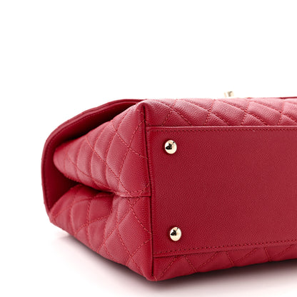 Chanel Caviar Quilted Small Coco Handle Flap Red 9 of 11