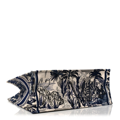Christian Dior Canvas Embroidered Large Palm Tree Toile De Jouy Book Tote Blue 4 of 10