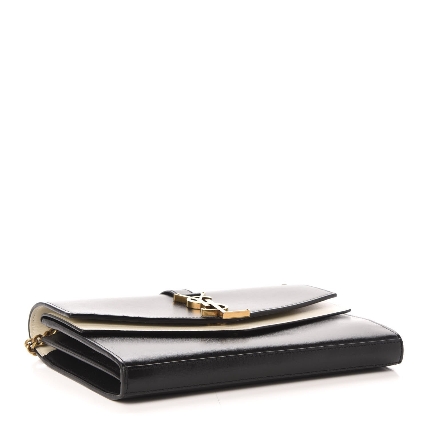 Saint Laurent Smooth Calfskin Monogram Sulpice Chain Wallet Black White 4 of 12
