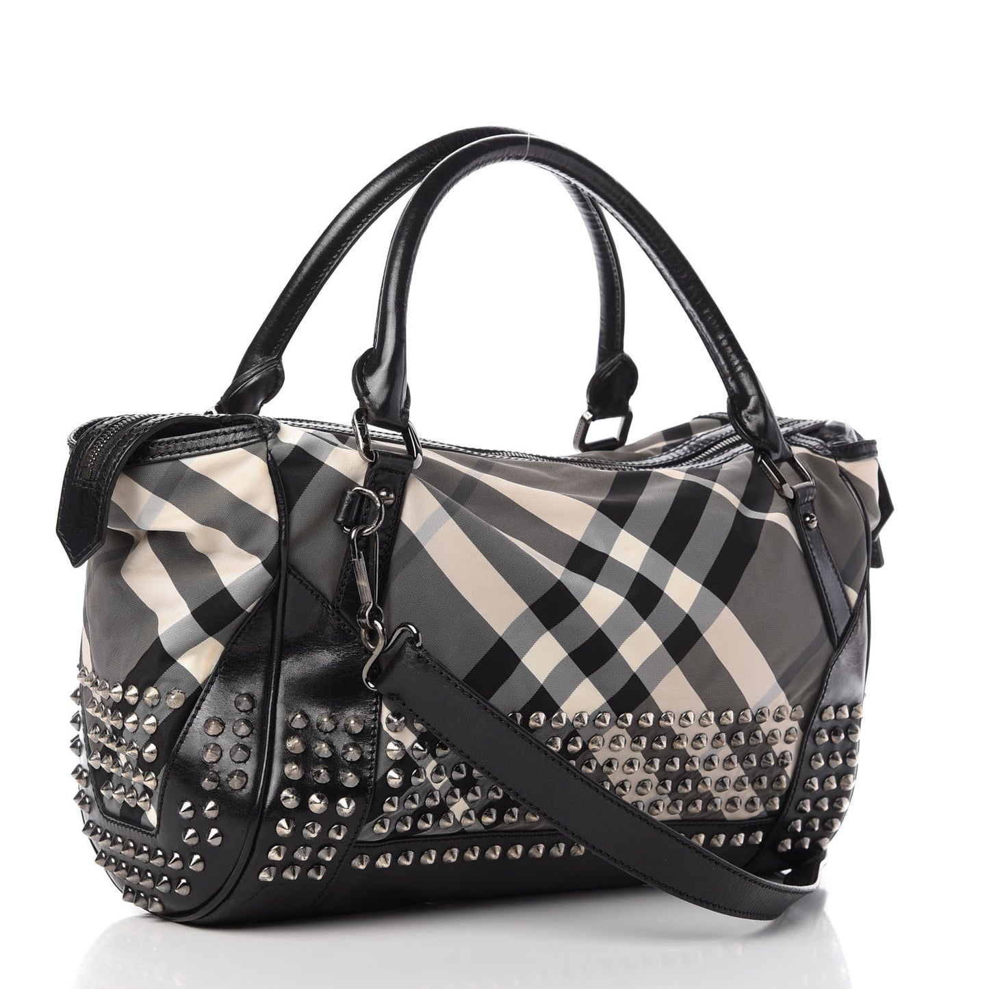 Nylon Beat Check Studded Medium Edenham Satchel Black