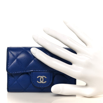 Chanel Lambskin Quilted Flap Card Holder Wallet Blue 2 of 9