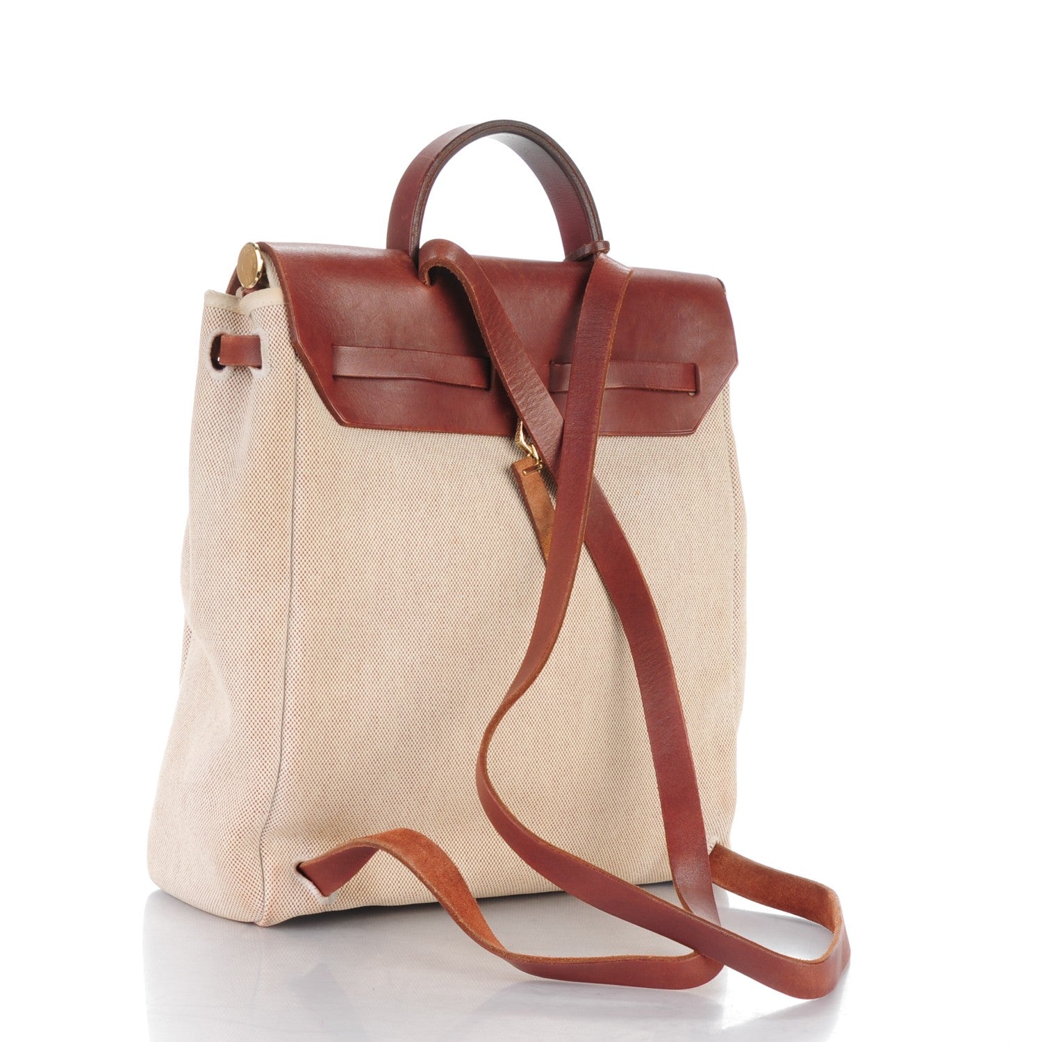 Hermes Toile Vache Calfskin Herbag 30 PM Backpack Natural 3 of 11