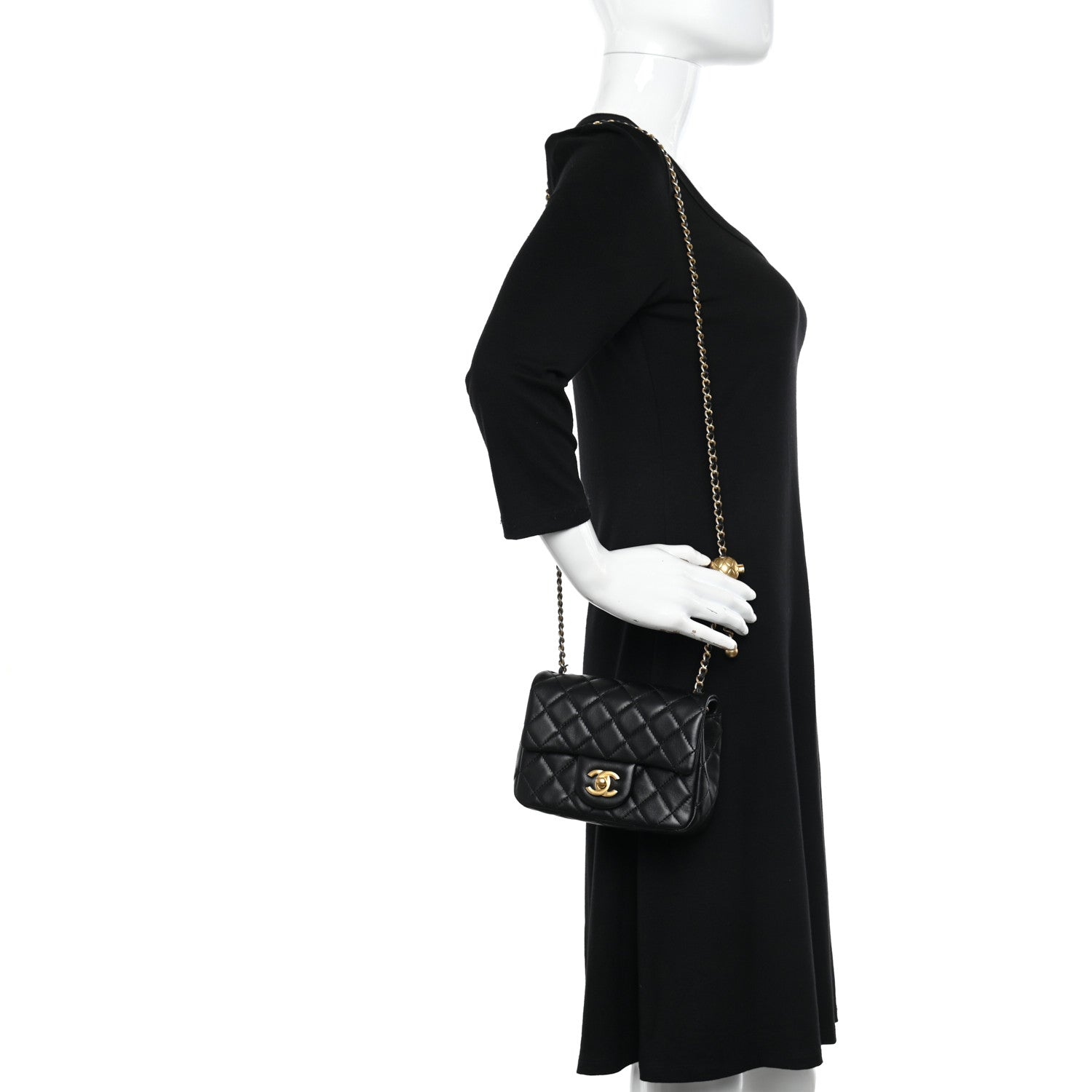 Chanel Lambskin Quilted Mini Pearl Crush Flap Black 2 of 13