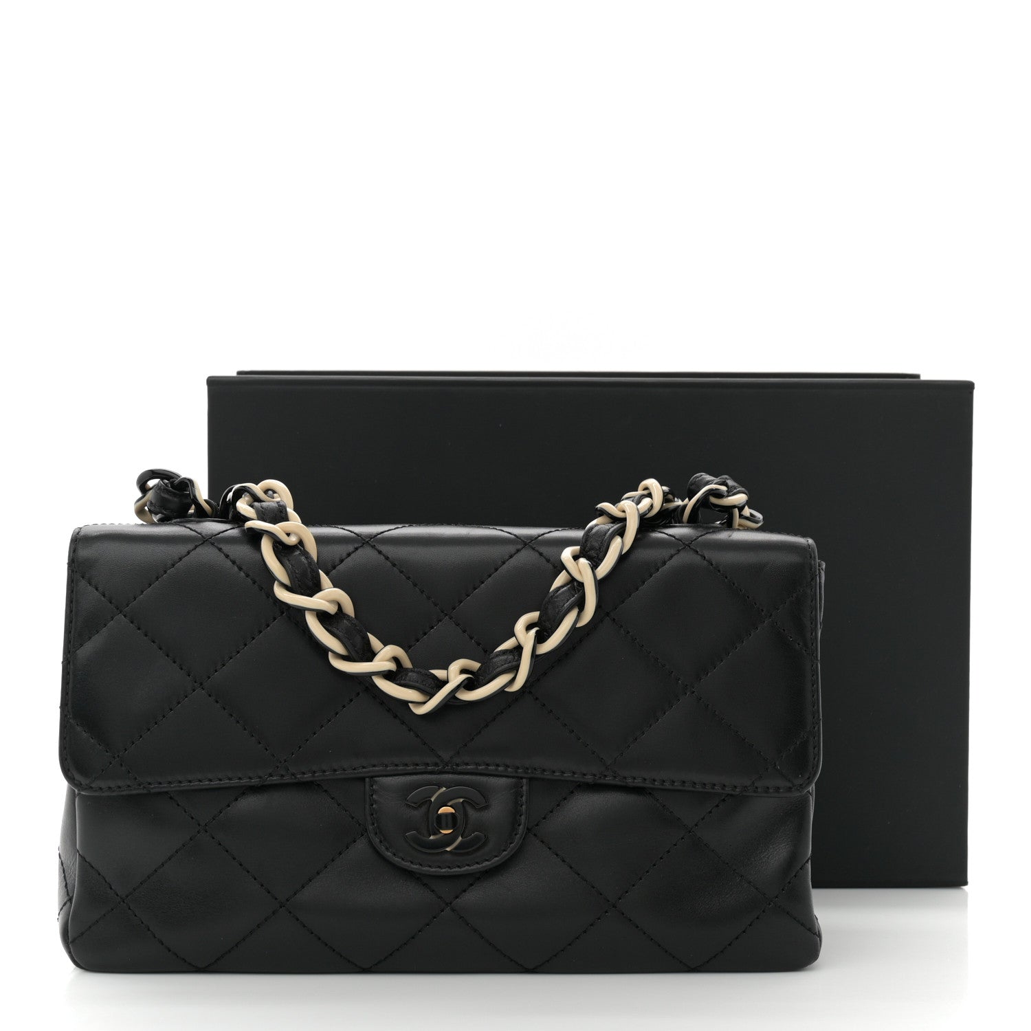 Chanel Lambskin Bekko Resin Medium Single Flap Black 12 of 12