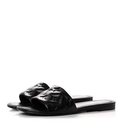 Louis Vuitton Lambskin Embossed Monogram Revival Flat Mules 37 Black 3 of 9