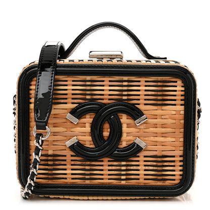 Chanel Raffia Patent Small CC Filigree Vanity Case Black 1 of 10