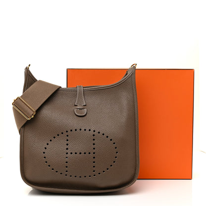 Hermes Taurillon Clemence Evelyne III PM Etoupe 11 of 11