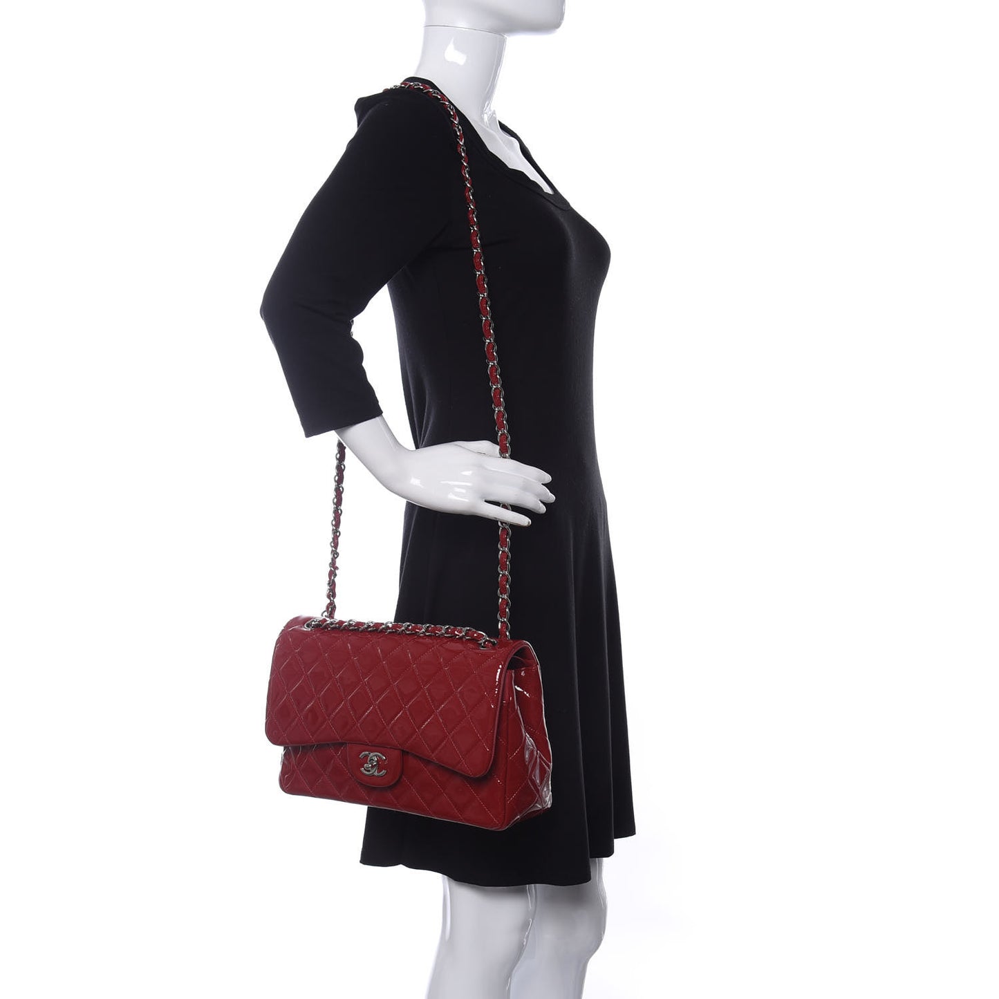 Patent Quilted Jumbo Double Flap Red