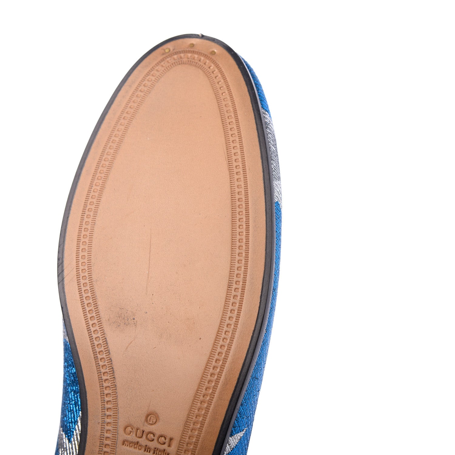 Gucci Lurex Calfskin Starry Sky Womens Jordaan Loafers 39 Bluette Silver 11 of 16