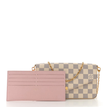 Louis Vuitton Damier Azur Pochette Felicie Chain Wallet Rose Ballerine 3 of 13