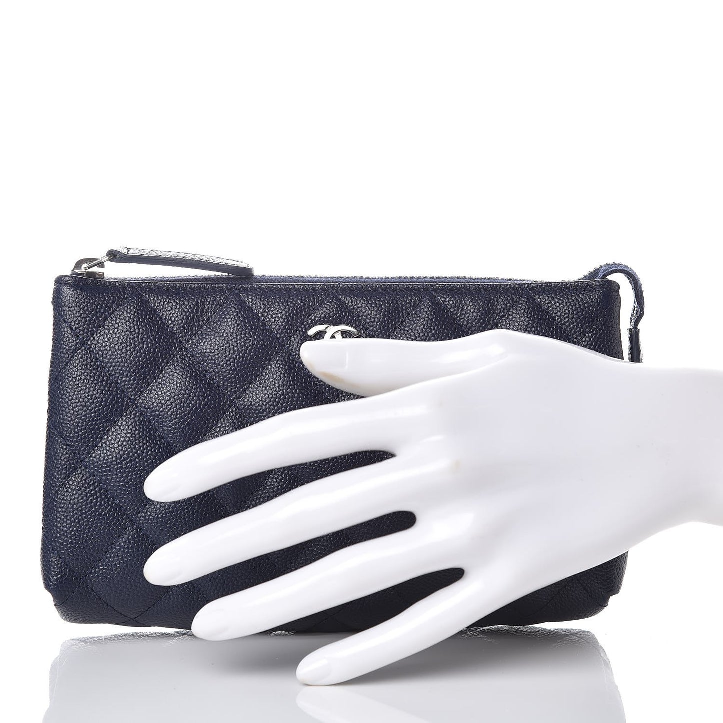 Caviar Quilted Small Pouch Navy