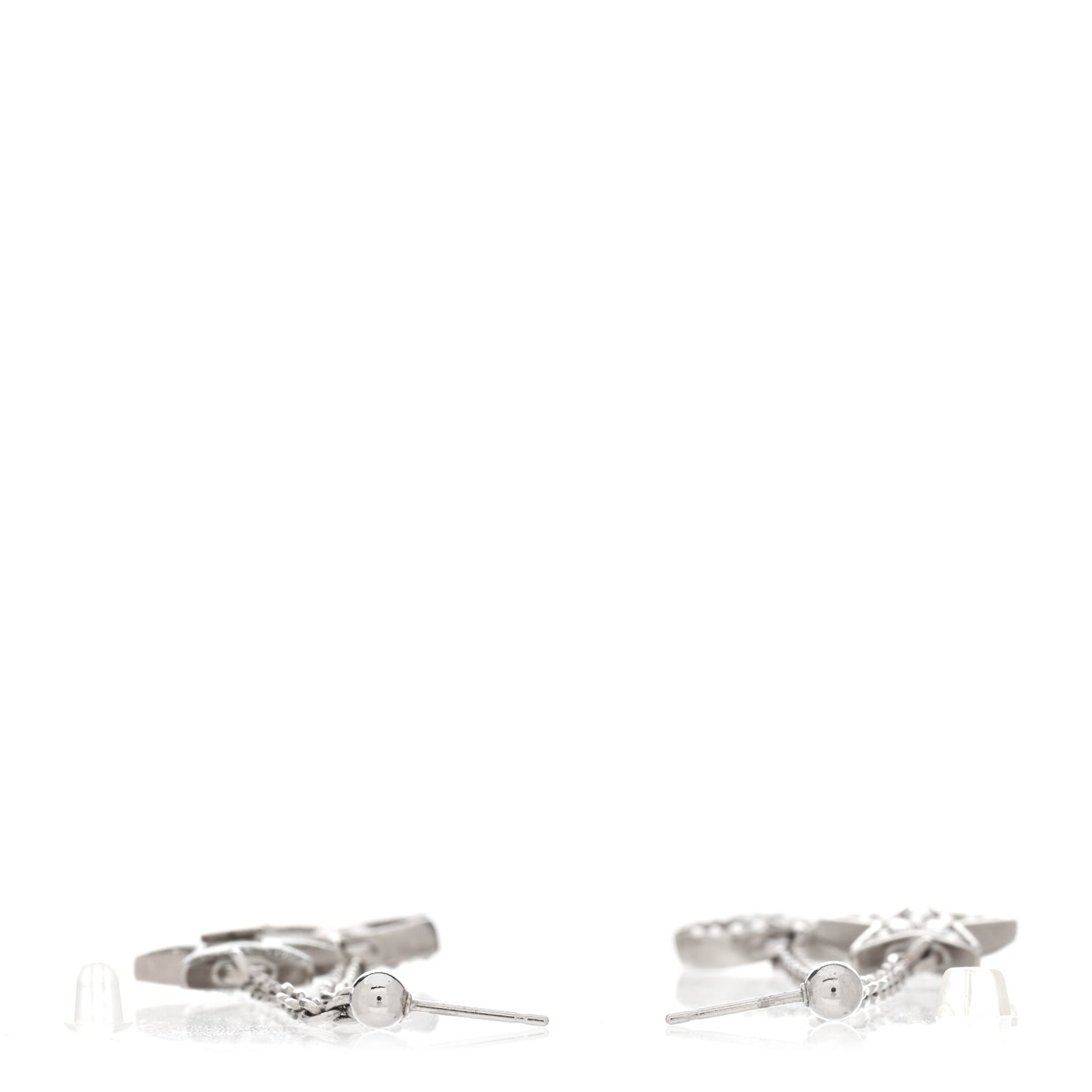 Glitter Resin CC Star Drop Earrings Silver