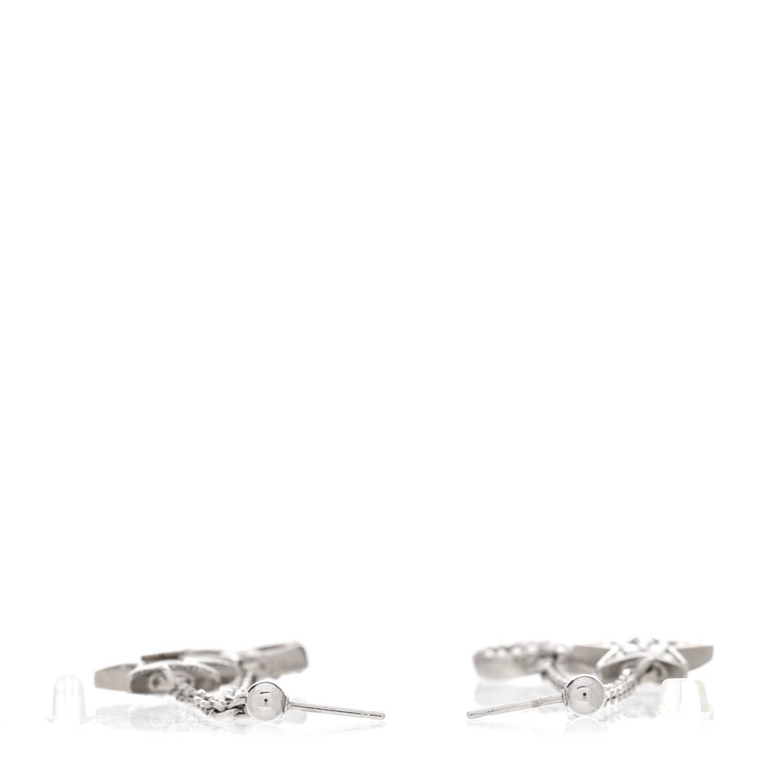 Chanel Glitter Resin CC Star Drop Earrings Silver 3 of 4