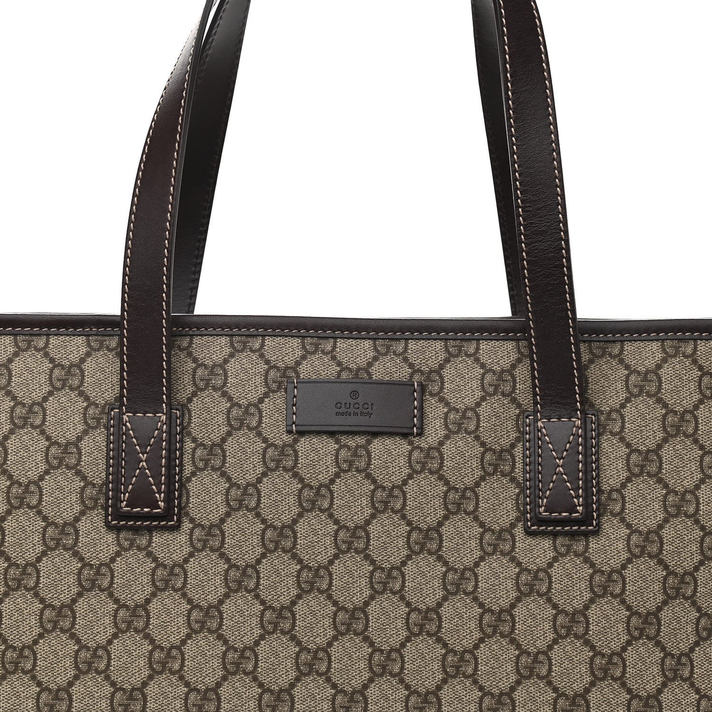 GG Supreme Monogram Medium Zippered Shopping Tote Dark Brown