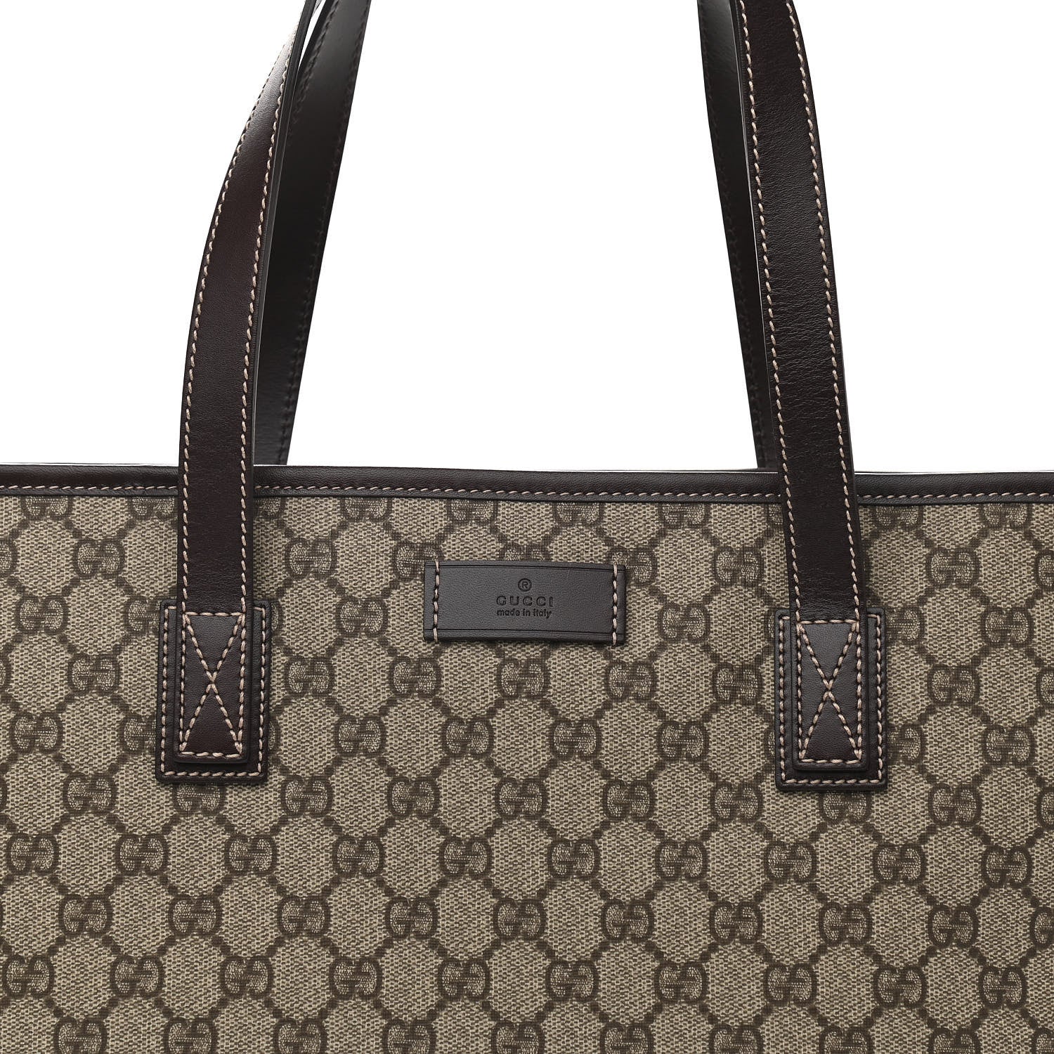 Gucci GG Supreme Monogram Medium Zippered Shopping Tote Dark Brown 8 of 10