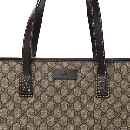 Gucci GG Supreme Monogram Medium Zippered Shopping Tote Dark Brown 8 of 10
