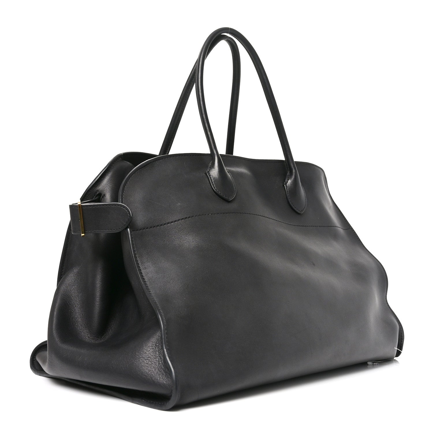 The Row Polished Saddle Calfskin Soft Margaux 17 Black 3 of 9