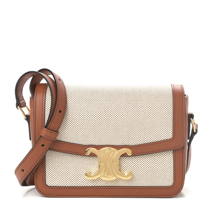 Celine Textile Natural Calfskin Teen Triomphe White Tan 1 of 10