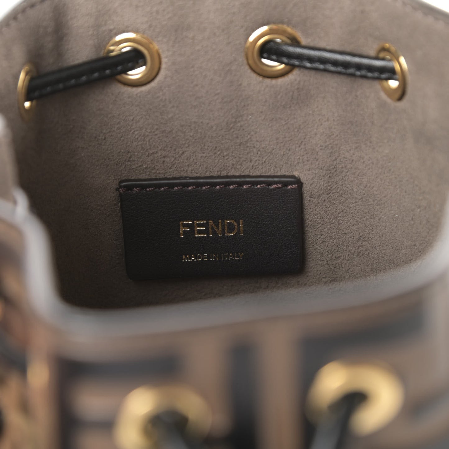 Vitello Liberty F is Fendi Bi-Color FF 1974 Embossed Mini Mon Tresor Bucket Bag Maya Black