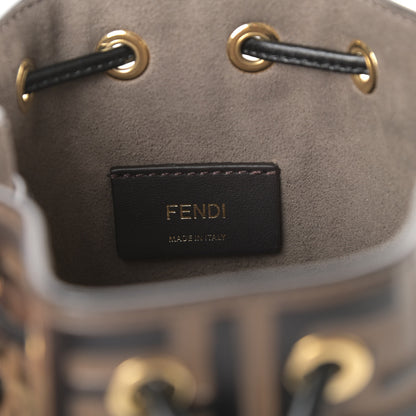 Fendi Vitello Liberty F is Fendi Bi-Color FF 1974 Embossed Mini Mon Tresor Bucket Bag Maya Black 6 of 9