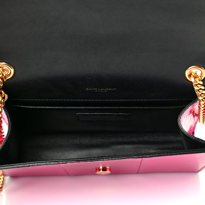 Saint Laurent Metallic Snakeskin Small Classic Monogram Kate Satchel Shiny Fuxia 4 of 4